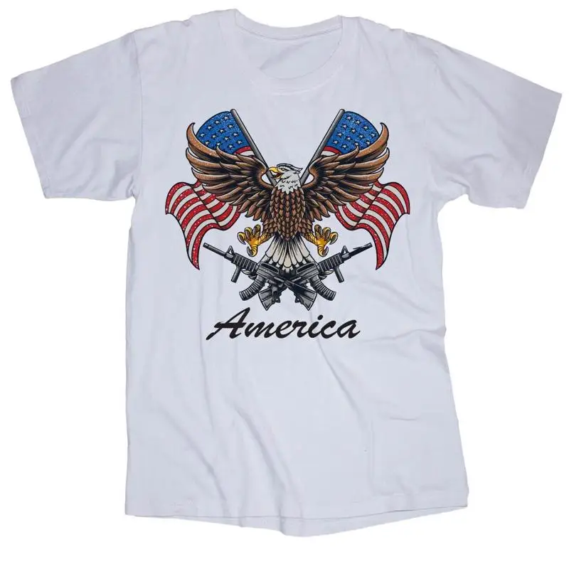 

America Eagle American Flag USA Freedom white T shirt