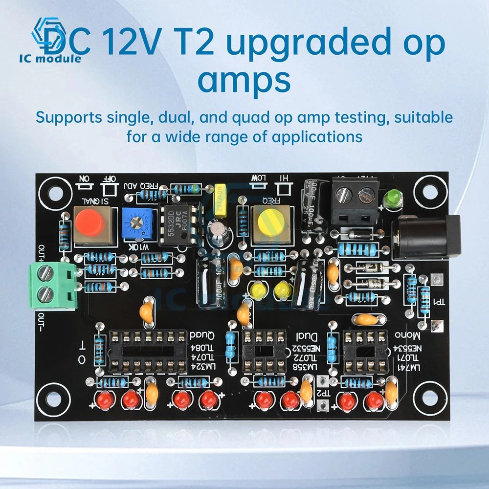 

DC 12V T2 Operational Amplifier High Speed Low Speed Operational Amplifier Tester Single Op Amps Dual Op Amps Quad Op Amps