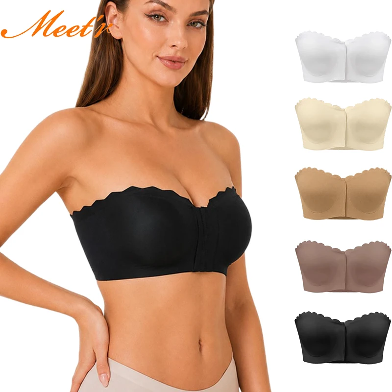 Meet’r Popular Front-fastening Seamless Bra Lingerie For Women Padded Bra Underwear Strapless Dress Fashion Brassiere