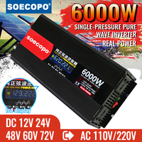 High-Performance Pure Sine Wave Inverter 2500W Rated Power 3000W-6000W Peak Power 12V 24V 48V 60V 72V Multi-Voltage LCD Display
