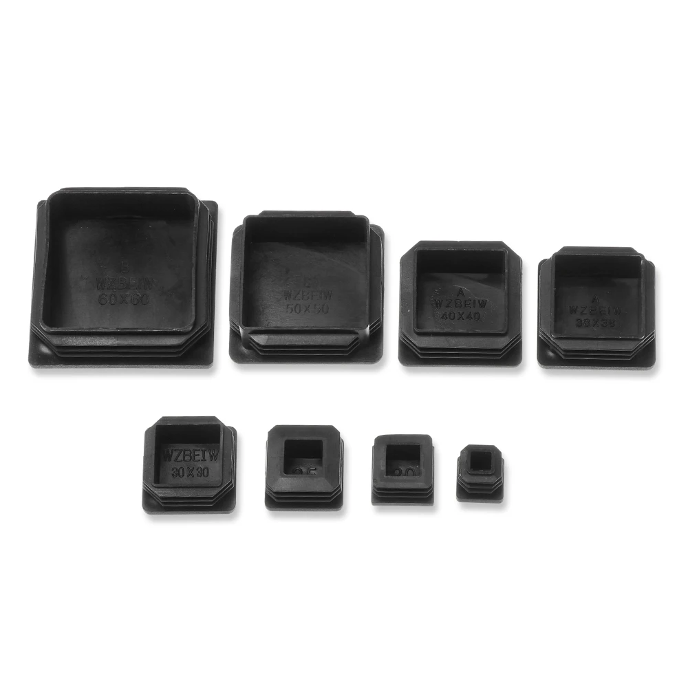 10Pcs/Pack Plastic Square Table Chair Foot Pad Furniture Chair Leg Caps Anti-slip Pad Black Blanking End Caps Protector Hardware