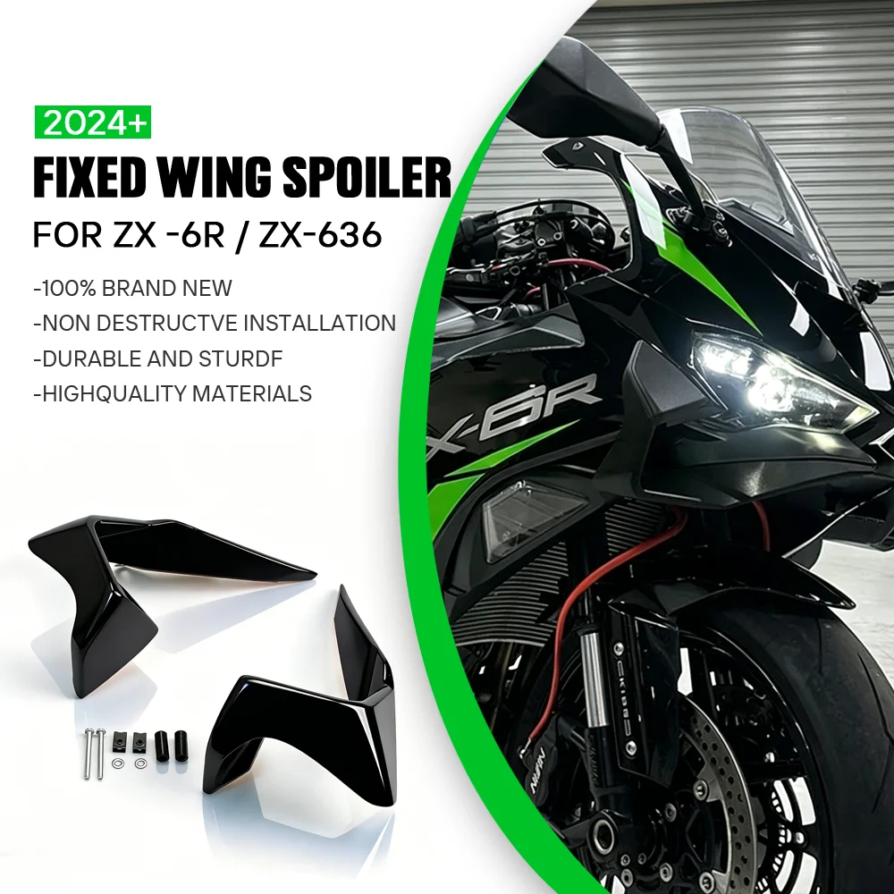ZX6R 2025 2026 Motorcycle Side Winglet Front Spoiler Wing Fairing Fixed ...