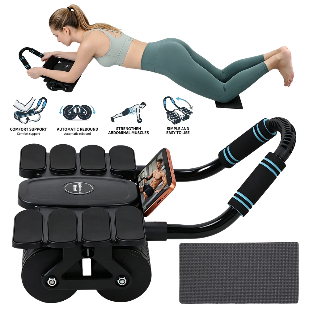 Acht-Rad-Bauchtrainer, Vier-Rad-Bauchroller, Kippsicher, Selbstrollender Rücken- und Bauchtrainer, Geeignet für Heimfitness, für Taille, Bauch, Beine, Arme usw. Für Männer und Frauen. Standardmodell