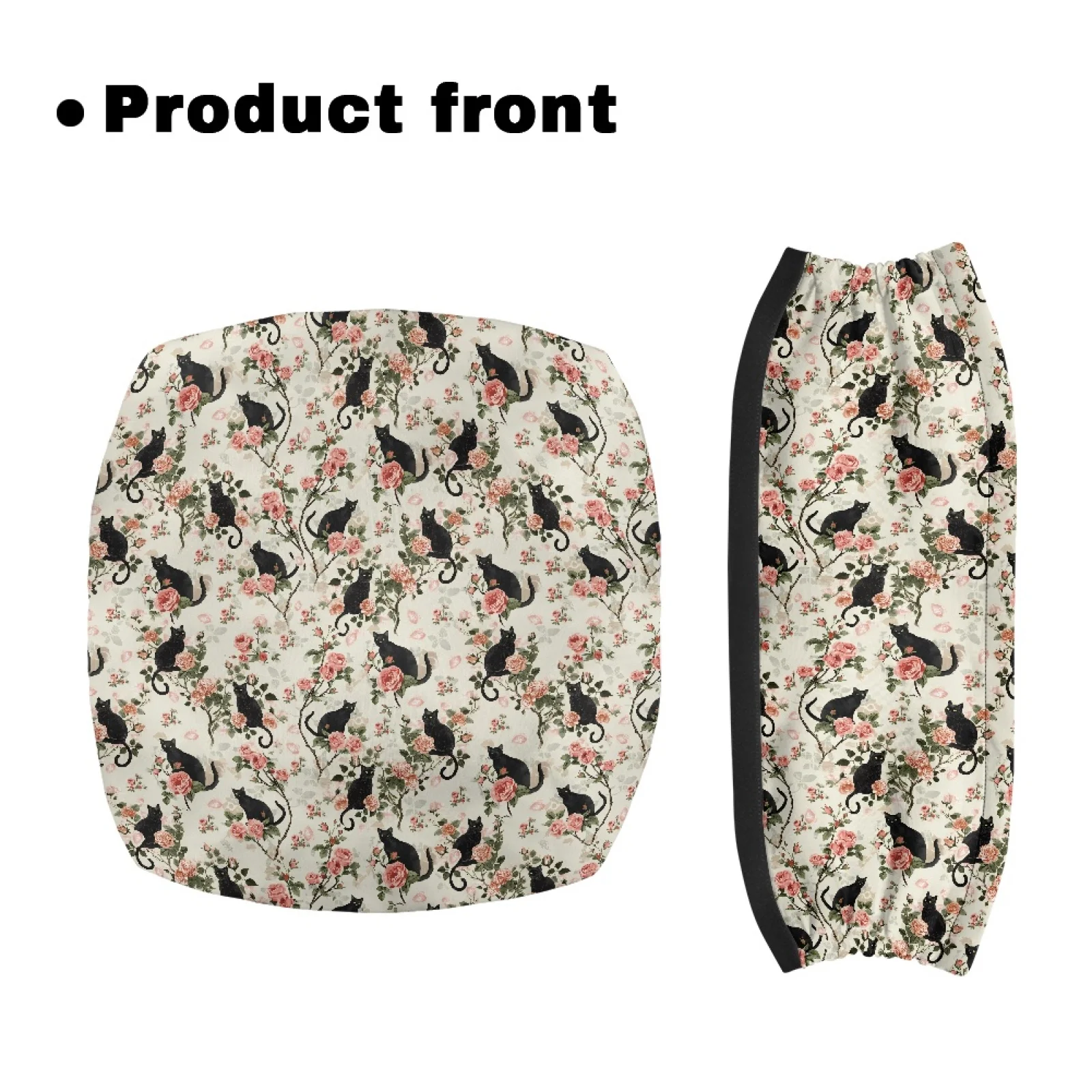 Coloranimal Adjustable Easy to Install Set of 2 Rollator Walker Cover for Friends for Street Scenes Black Cat Rose