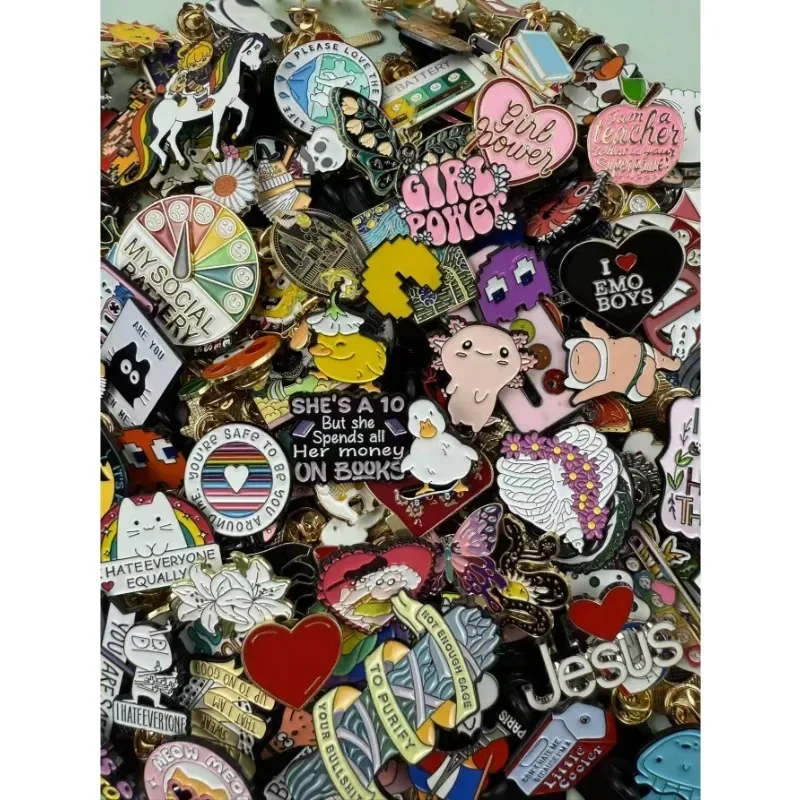50-100 Pieces/set Random Mixed Brooch Set, Personalized Creative Alloy Cartoon Animal Brooch Badge Clothing Accessories