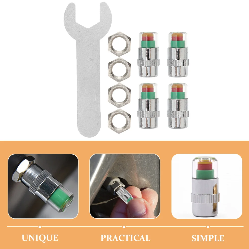 

1Set Tire Valve Cap Universal Durable Metal Tire Valve Stem Cap with Pressure Alert Compatible for Car Motorcycle Truck Auto