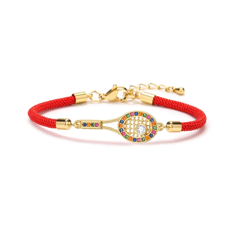 Pulseira de Raquete de Tênis para Mulheres, Zircônia Cúbica Multicolor, CZ Pedras, Raquete Esportiva, Joalheria, Nova Moda, AAA, 2024