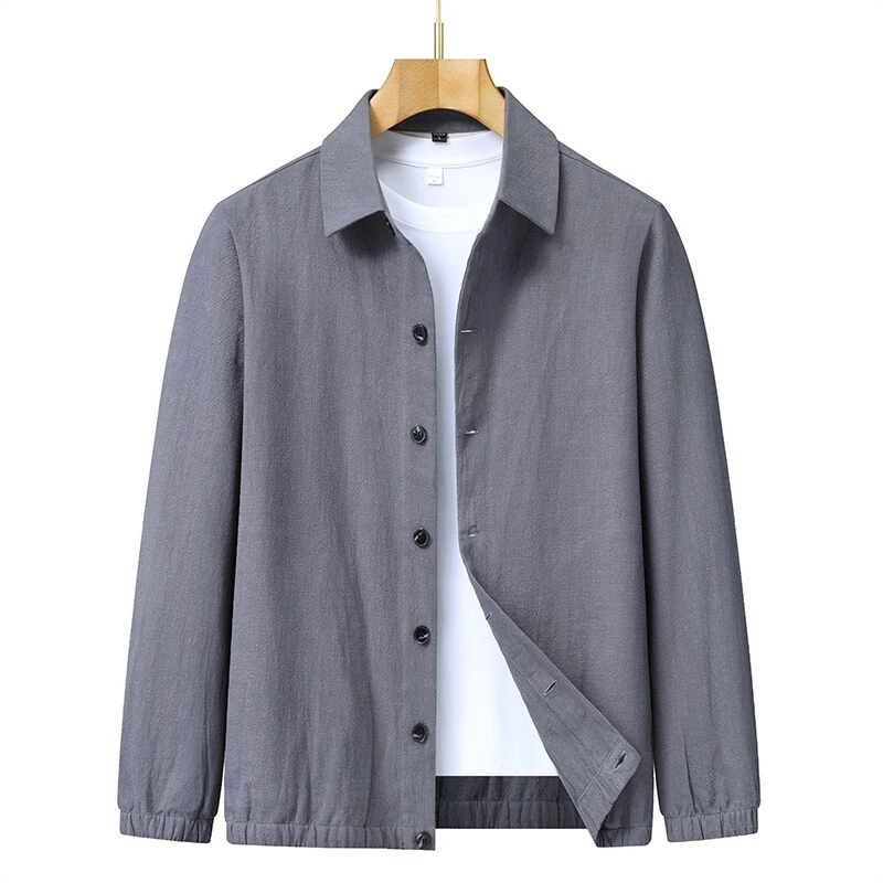 

Spring Autumn Men's Linen Breathable Jackets Classic Solid Color Loose Casual Lapel Jacket Social Business Men Clothing M-4XL