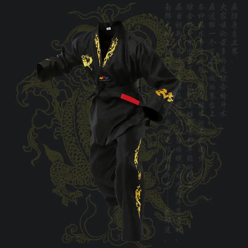 Black Taekwondo Uniform Dobok Adult kids Male Female Taekwondo dobok cotton suits jodo Uniform Taekwondo Clothes Tae Kwon Do set