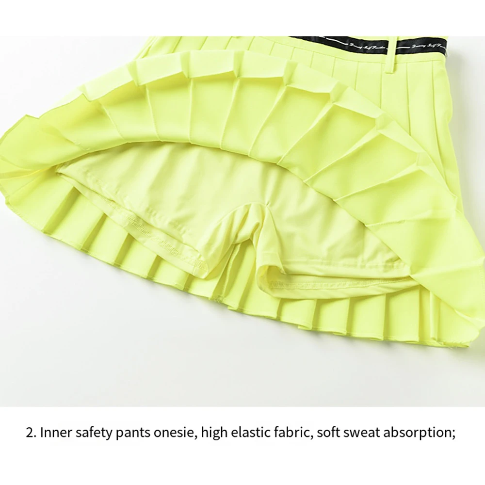Women Thin Breathable High Waist Double Layer Pleated Short Skirt Sports Tennis Gym Fitness Soft Workout Badminton Golf Wear