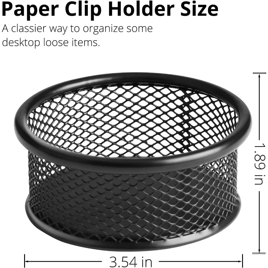 Soporte de Clip de papel para escritorio, soporte de Clip de papel de malla para carpeta de escritorio, cuencos de malla de alambre, dispensador de Clip de papel, organizar