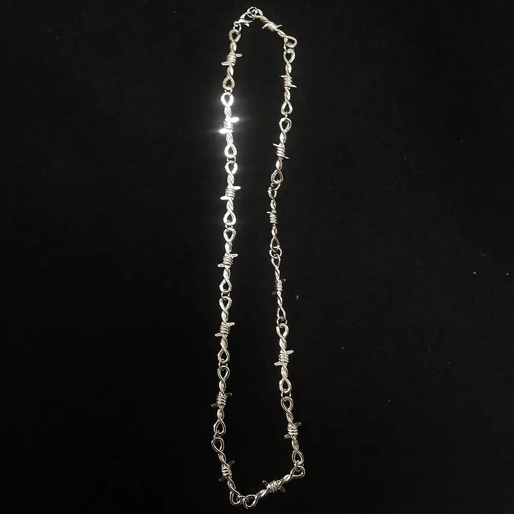 Punk-Statement-Halskette – Funky Twisted Spiked Thorns & Wire Chain Herren Damen
