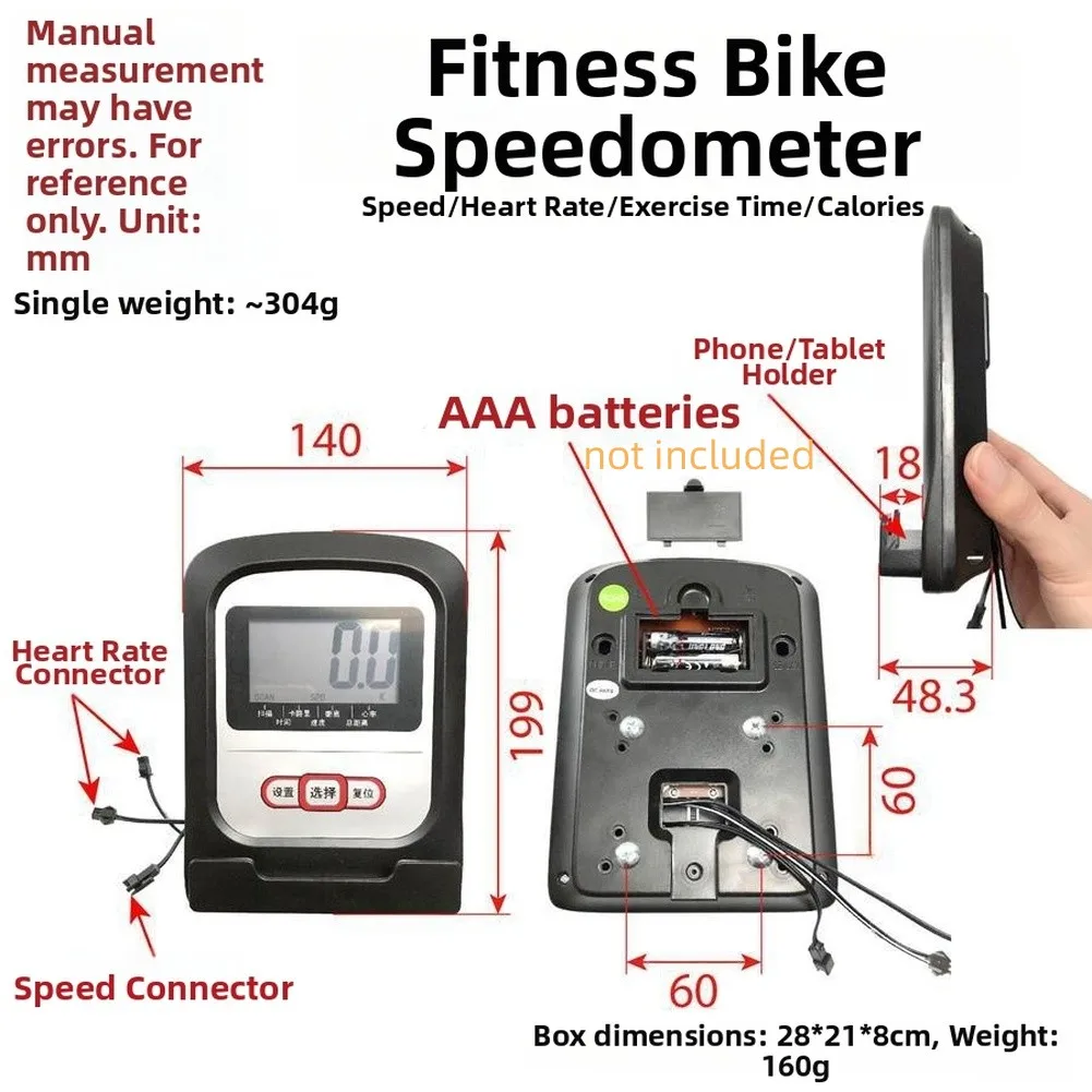 Exercise Bike Monitor Display Console With Phone Tablet Holder Heart Rate Speed Distance Calorie Counter Fitness Equipment Parts