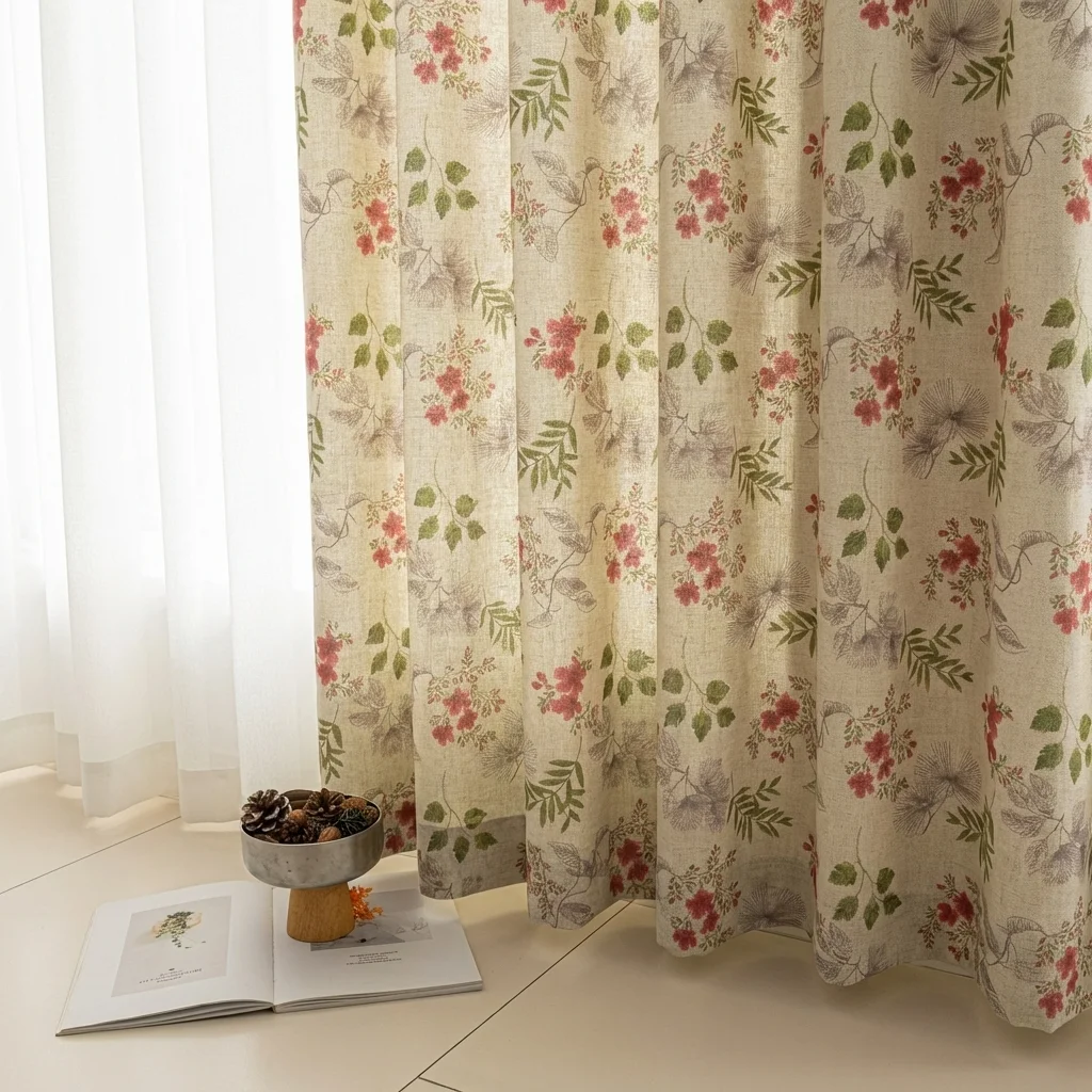 1PC French Luxury Transparent Curtain, Elegant Floral Pattern, Pierced Design, Living Room Floor-To-Ceiling, Bedroom Balcony, St