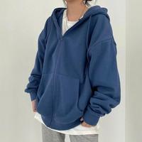 Streetwear Thick Hooded Hoodie Women Vintage Long Sleeve Embroidery Loose Zip Up Hoodies Autumn Couple Sweatshirt Jacket