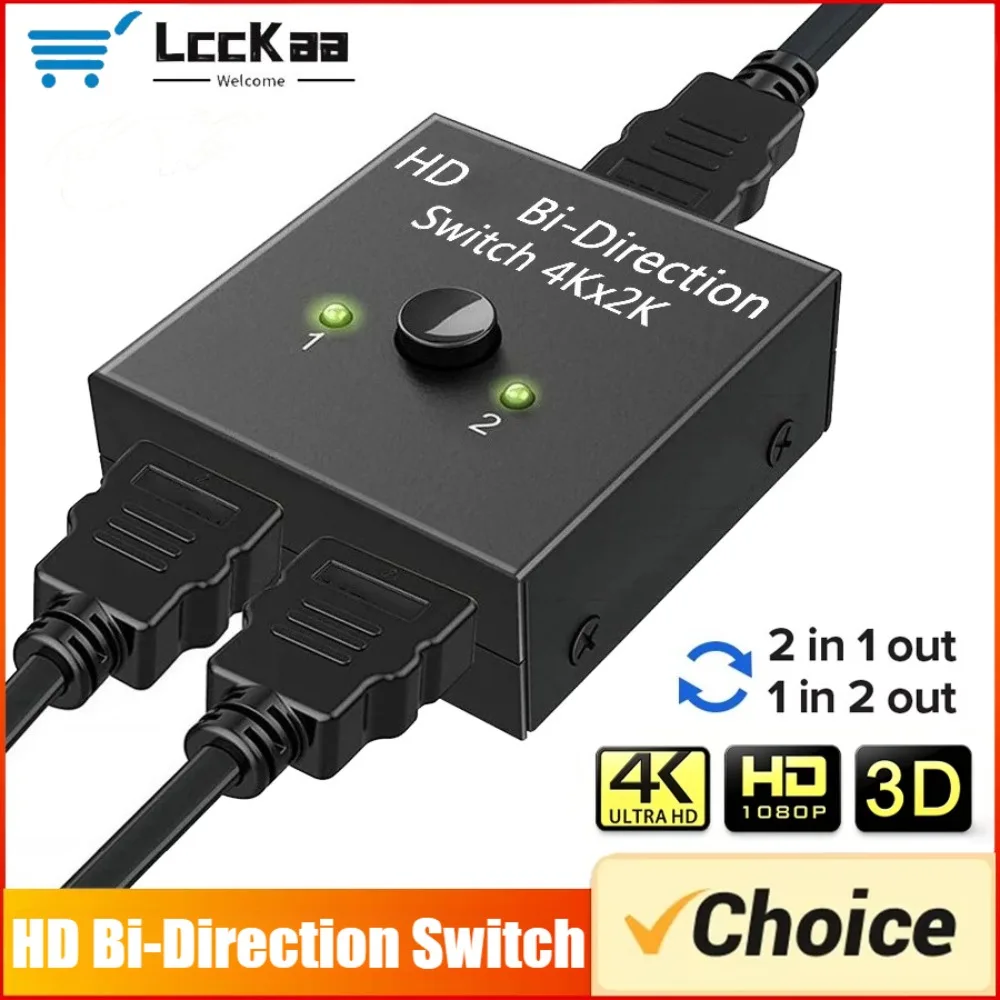 4K HDMI-compatible Switch Bi-Direction Splitter 1x2/2x1 Adapter 2 in 1 Out Converter for PS4 Pro/4/3 TV Box Switcher Converter