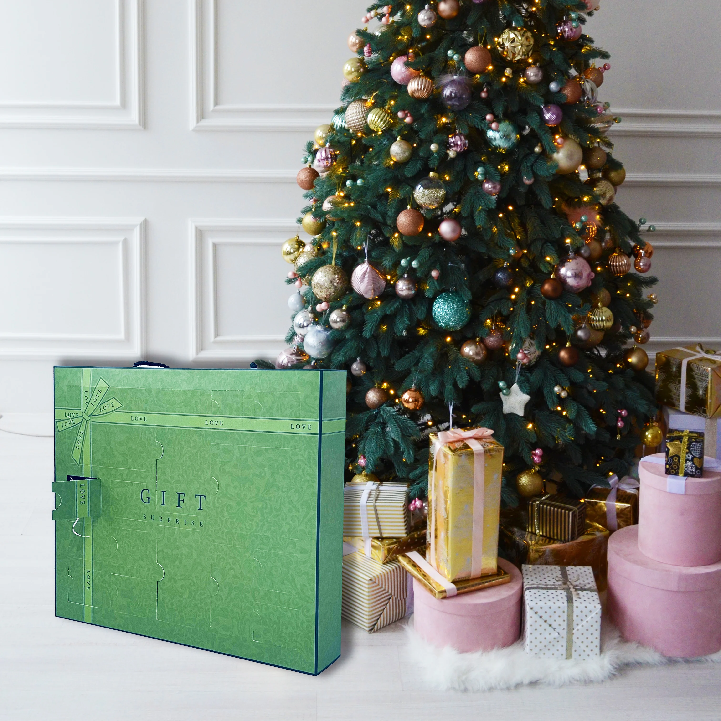 Customization.Countdown Price Christmas Empty Chocolate Promotion Gift Boxes for Packaging Custom Advent Calendar Box