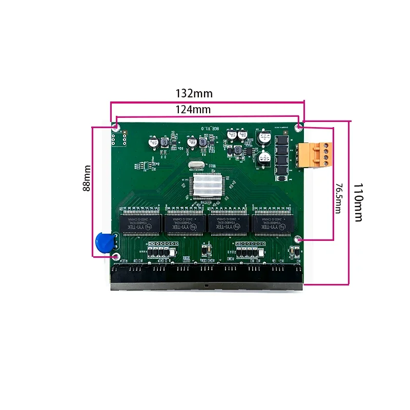 Módulo de interruptores industriales de red ethernet, 8 puertos, 10/100/1000M, 9V-54V