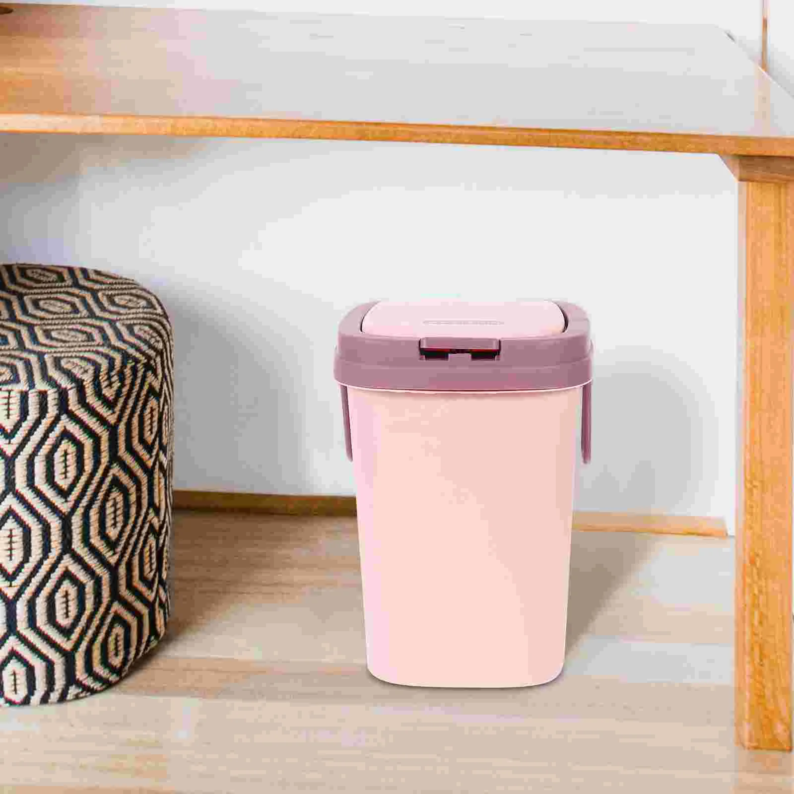 1Pc Push-button Plastic Trash Can Convenient For Garbage Bags Silent Garbage Can Large Capacity Square Trash Can Stylish Living