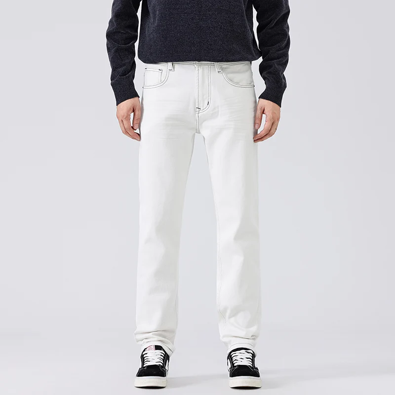 

Y2K Модельер Мужские Джинсы Высокого Качества Стрейч Slim Fit Белые Джинсы Мужские Винтажные Повседневные Джинсовые Брюки Для Отдыха Hombre