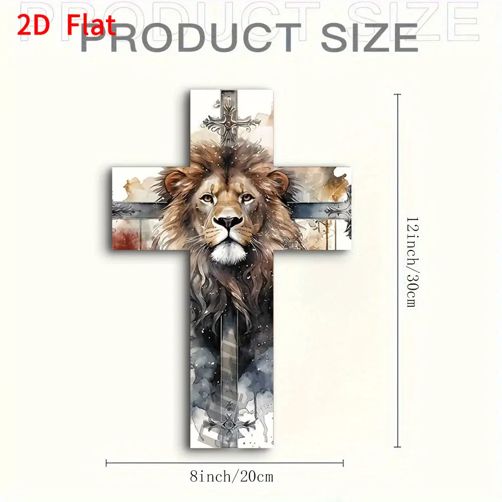 2D Vintage Metal Jesus Christ Lion cross home decoration items Memorial Gift for Halloween/Christmas/Independence Day/Father's