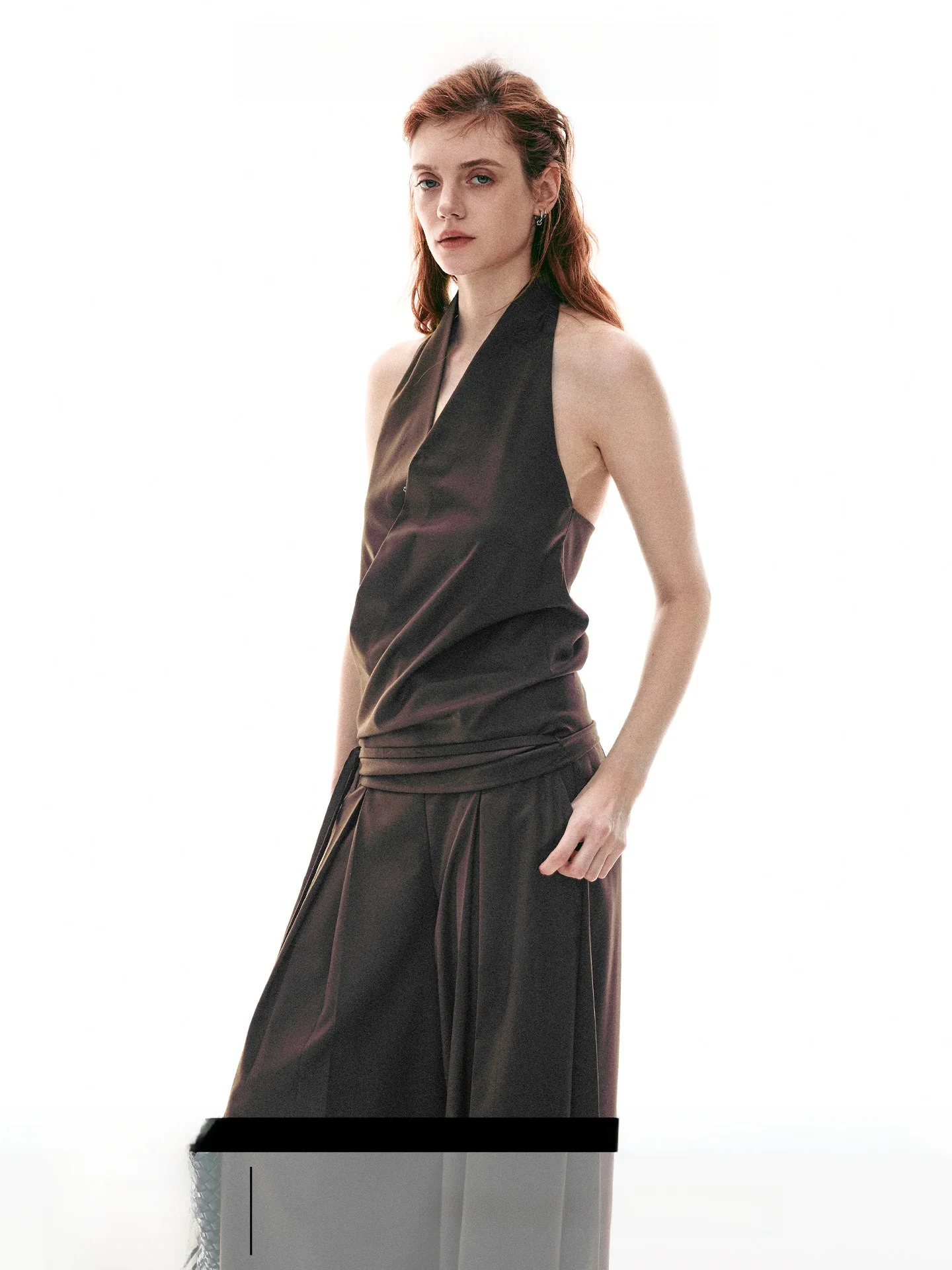 

SINGLE MOMENT 26SS Women's Off-oulder Svel Vest Top Accordion Pleat Skirt Set Ne Hanging Design ort Length Outerwear