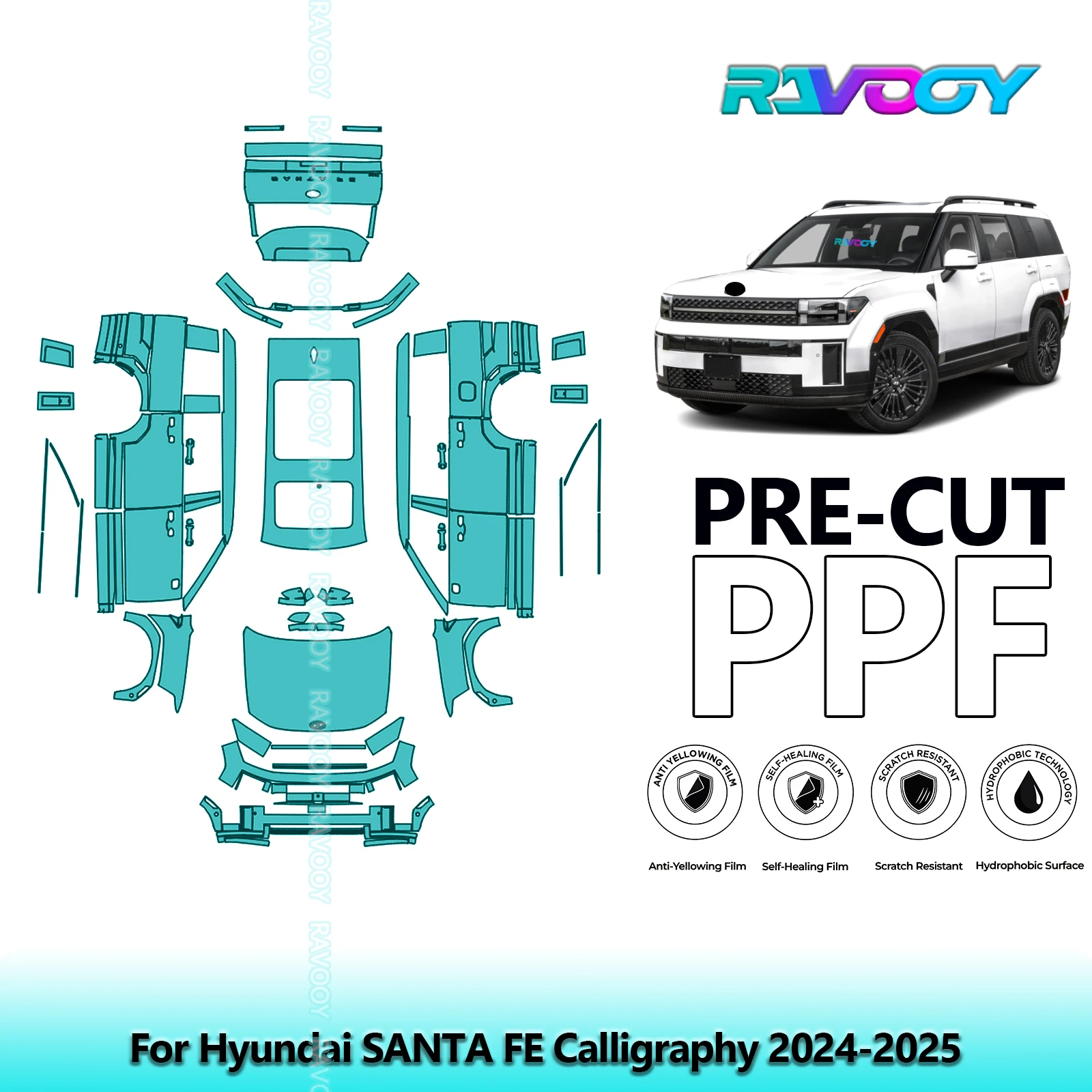 

Car Precut PPF Paint Protection Film Full Vehicle For Hyundai SANTA FE Calligraphy 2024-2025