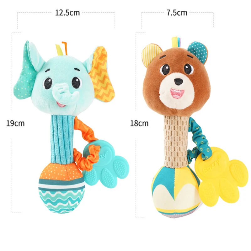 Handheld Tooth Glue Stick Plush Toy for Babies 0-1 Year Old Soothing Bed Bell Puzzle Shaking Bell Infant Developmental Toy