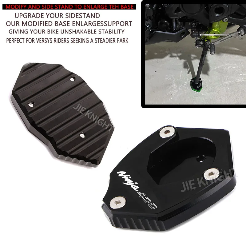 

For KAWASAKI NINJA400 NINJA 400 Z400 Z 400 2018-2023 Motorcycle CNC Kickstand Sidestand Stand Extension Enlarger Pad