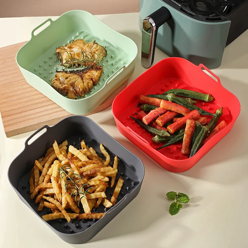 

1PC Silicone Air Fryer Liners,Reusable Oven Baking Tray,Non Stick Square Microwave Pads,Pizza Fried Chicken Air Fryer Basket Mat