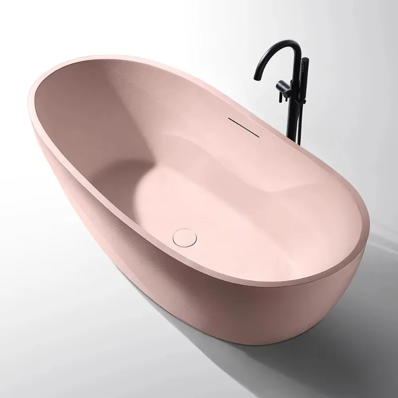 

Modern Colorful Oval Indoor SPA Freestanding Artificial Stone Bathtub Soaking Bath Tub for Adults for Apartments/Bathrooms
