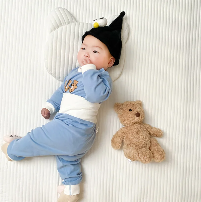 Baby Clothes Sets Toddler Underwear Suits Pure Cotton Warm High Waist Pants+Long Sleeve Top Bear Set 0-3year Girl Boy Loungewear