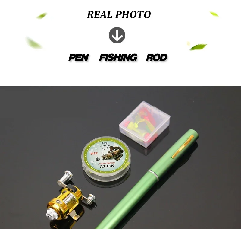 [Zubehör für Angelruten rollen] Tragbare Taschen-Teleskop-Angelrute rolle Full Kit Stift form Stange 96cm für Angel anfänger – Detail 1