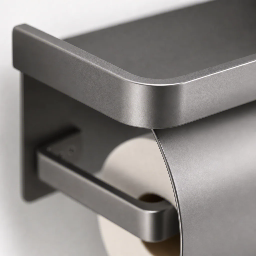 Self Adhesive Toilet Paper Roll Holder with Storage Rack Perforated Installation Tissue Holder Toilet Paper Holder image 6