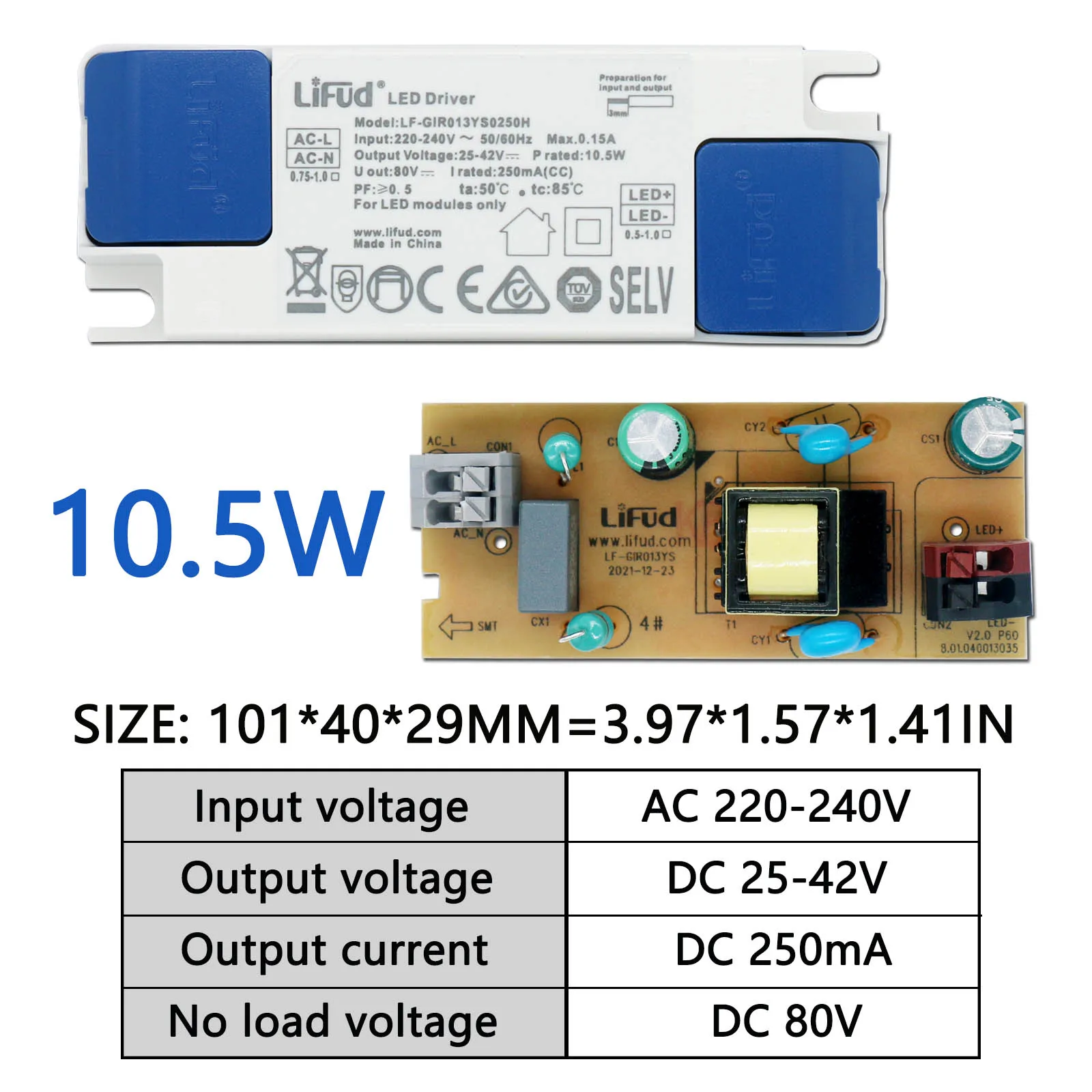 LiFud LED Driver 5.6-23.4W 135mA 160mA 180mA 200mA 250mA 300mA 350mA 400mA 450mA 500mA 550mA 600mA 25-42V Power Transform