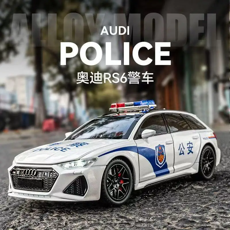 1/24 Audi RS6 Lega Avant Station Wagon Modello di Auto Fonde Sotto Pressione Giocattolo In Metallo Veicoli Della Polizia Modello di Auto Simulazione Suono Luce Regali Per Bambini