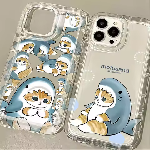Lovely Cartoon Mofusand Cat Clear Case for Samsung Galaxy S24 Ultra S23 S22 S21 FE S20 Plus Note 20 10 Pro A34 A54 A33 A53 Cover