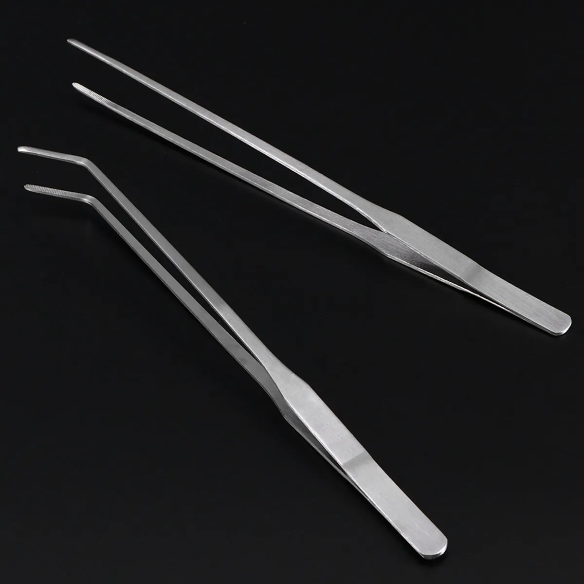 2Pcs Water Plant Tweezers Stainless Steel Straight Curved Ends Sharp Blades for Aquarium Fish Tank Aquatic Plant Trimming Tools