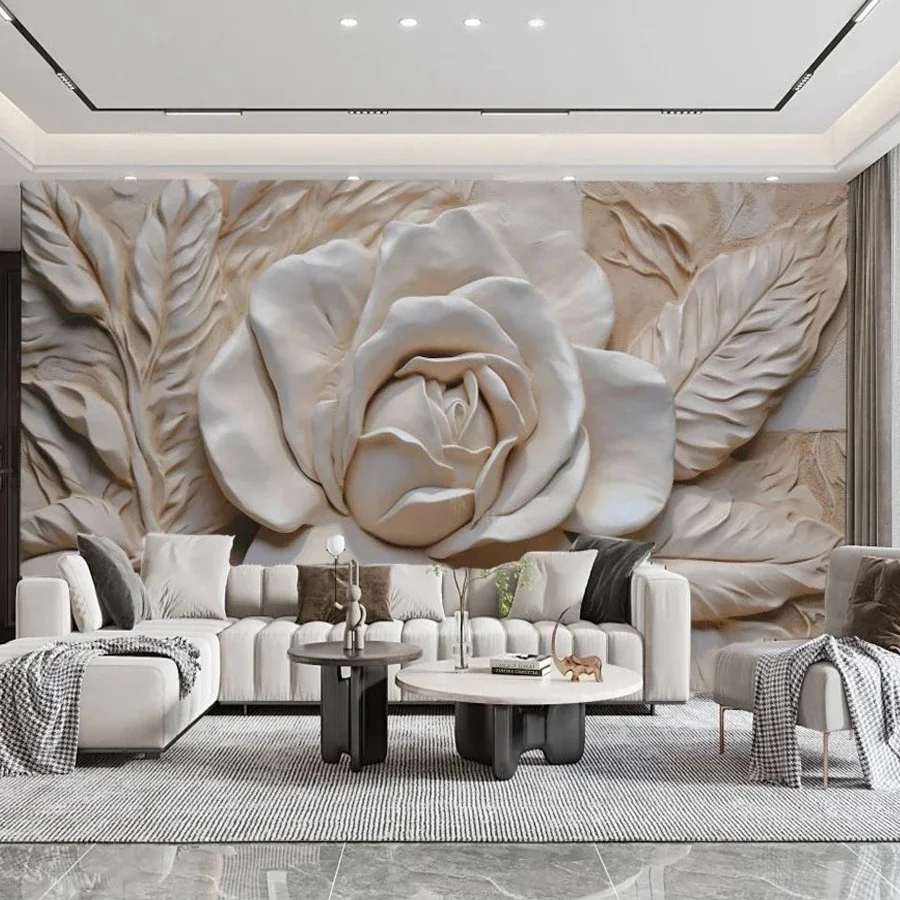 

Retro Wallpaper 3D Embossed Stereo Rose Flowers Wall Coverings Large Size Photo Mural Canvas Room Ornaments Home Improvement