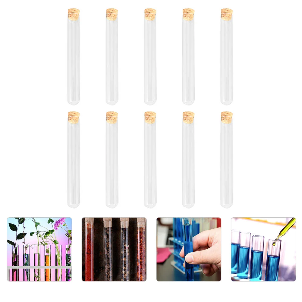 10 Pcs Test Tube Tubes Transparent Sample Storage Container Containers Measuring Cup Clear Wooden Child