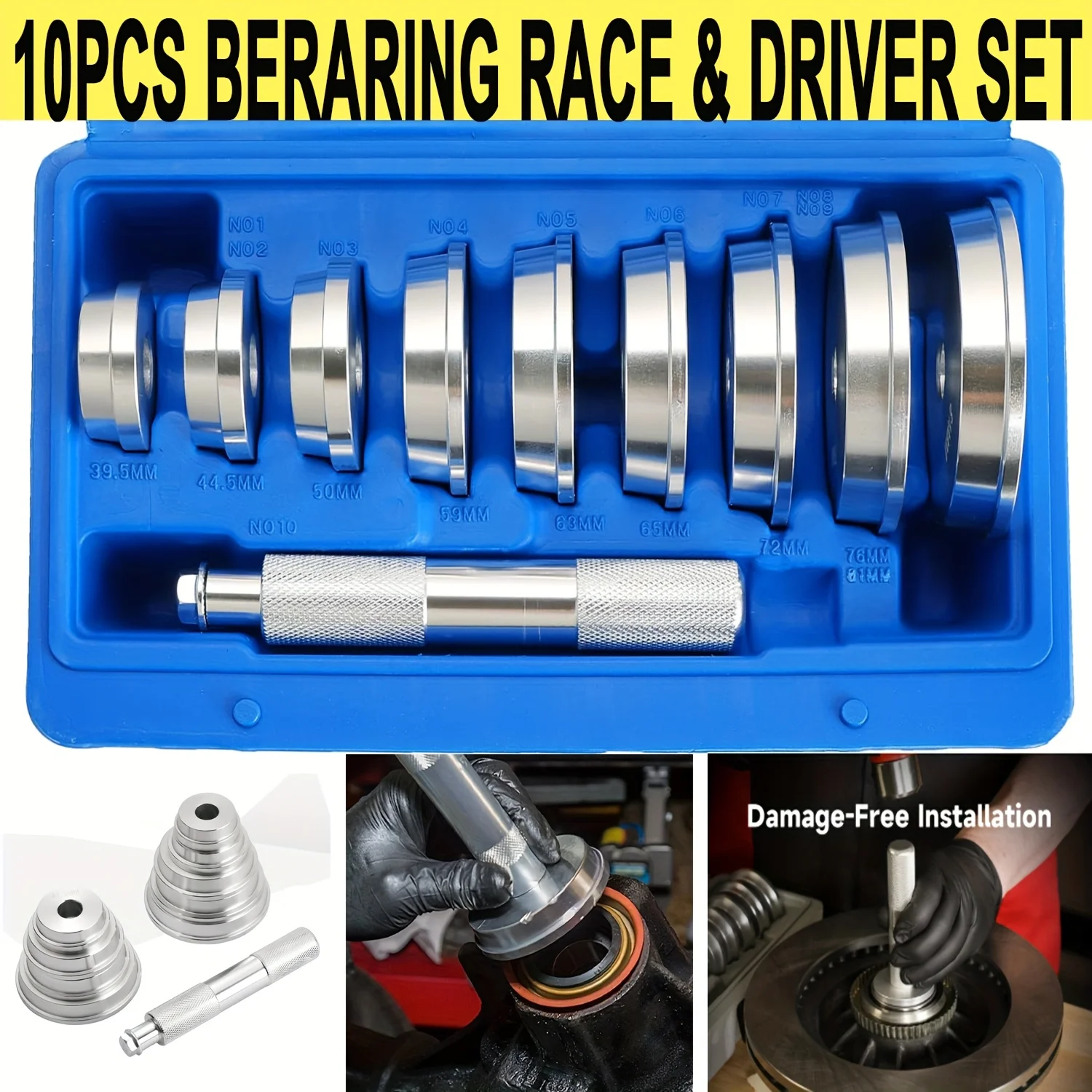 

10pcs Wheel Bearing Press Kit Seal Driver seal Installer Universal Bearing Race and Seal Bushing Driver Install Set