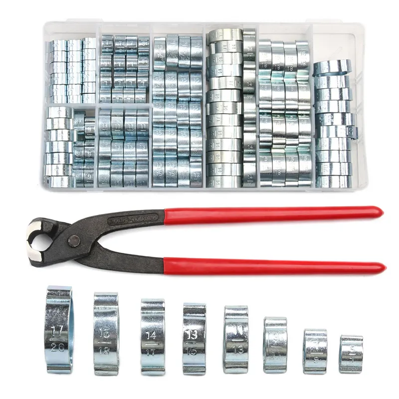150Pcs 5-20mm Worm Drive Fuel Water Hose Pipe Clamps Clips+1PC Plier  Hose Clamp Double Ears Clamp