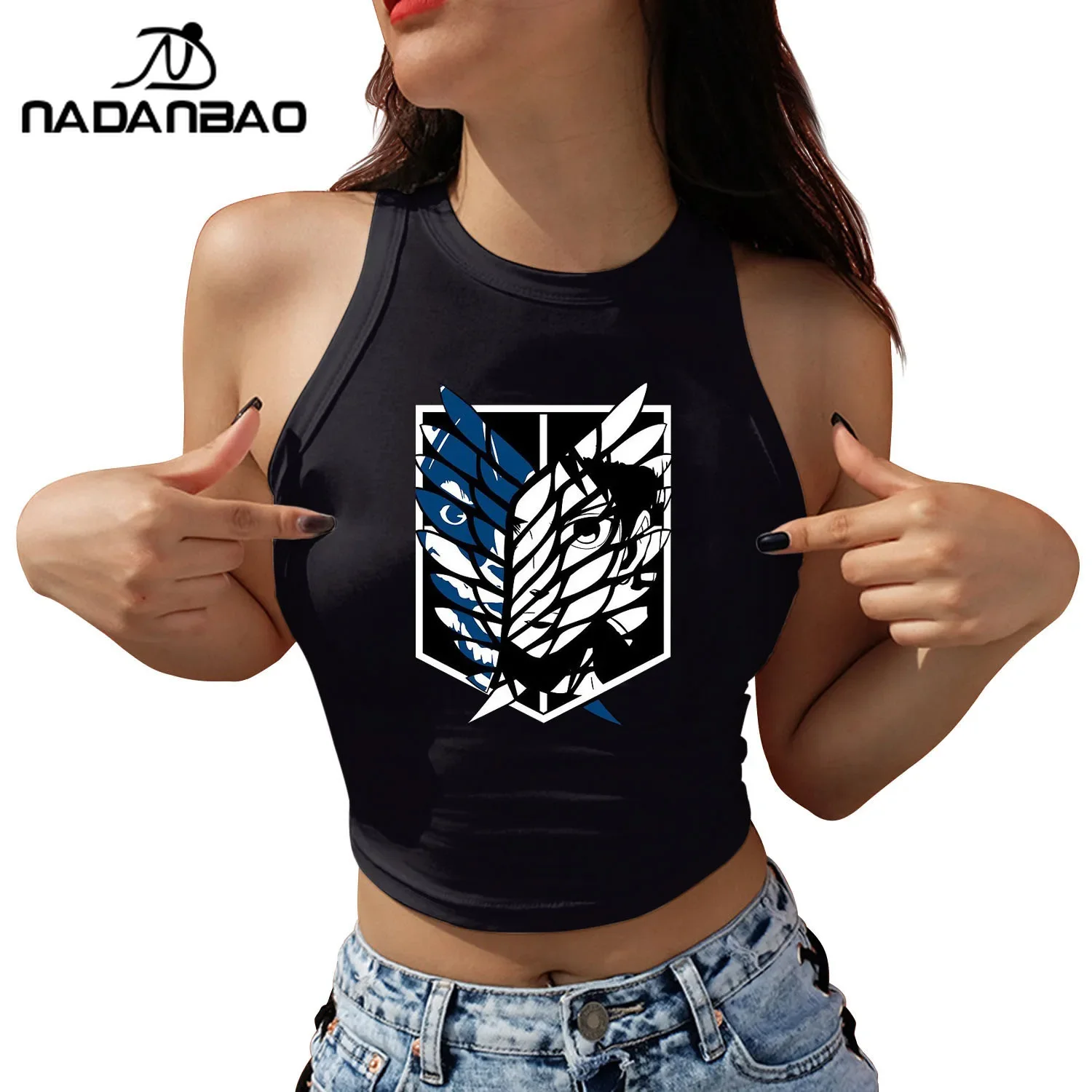 

Nadanbao Anime Attack on Titan Print Crop Top for Women Casual Y2K Sleeveless Shirt Summer Tank Tops Streetwear Harajuku Clothin