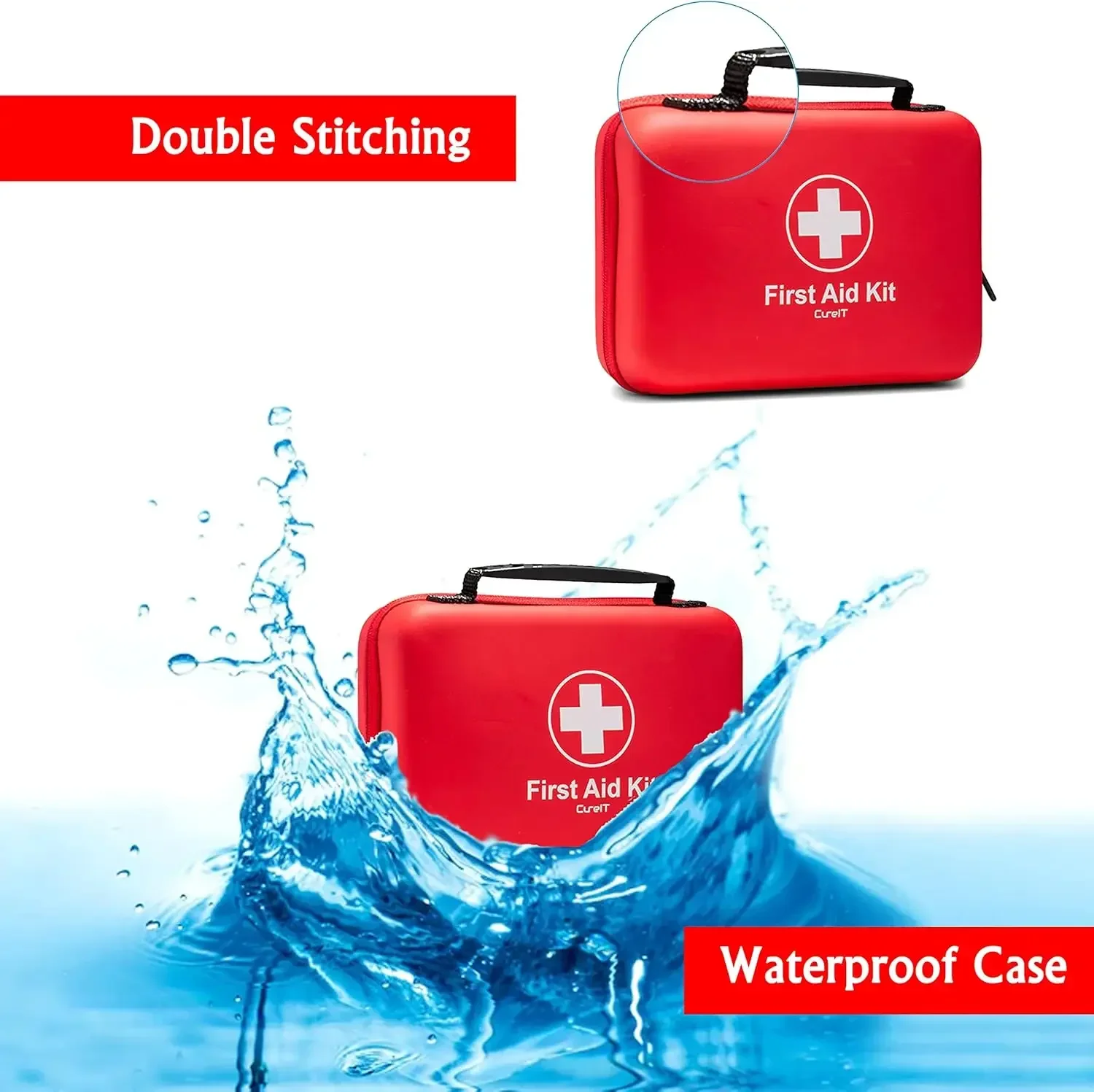 Waterproof PU First Aid Bag Empty for Outdoor Travel Car Home Emergency Survival Kit Household Camping Small Medical Box Travel