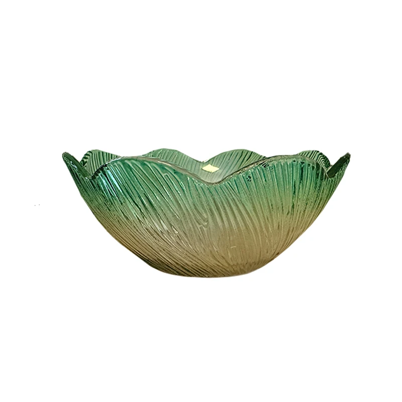 Pige Home 300ml/1.3L Colorful petal-shaped glass bowl  Emerald-Golden Gradient Kitchen Dining Decorative Bowl