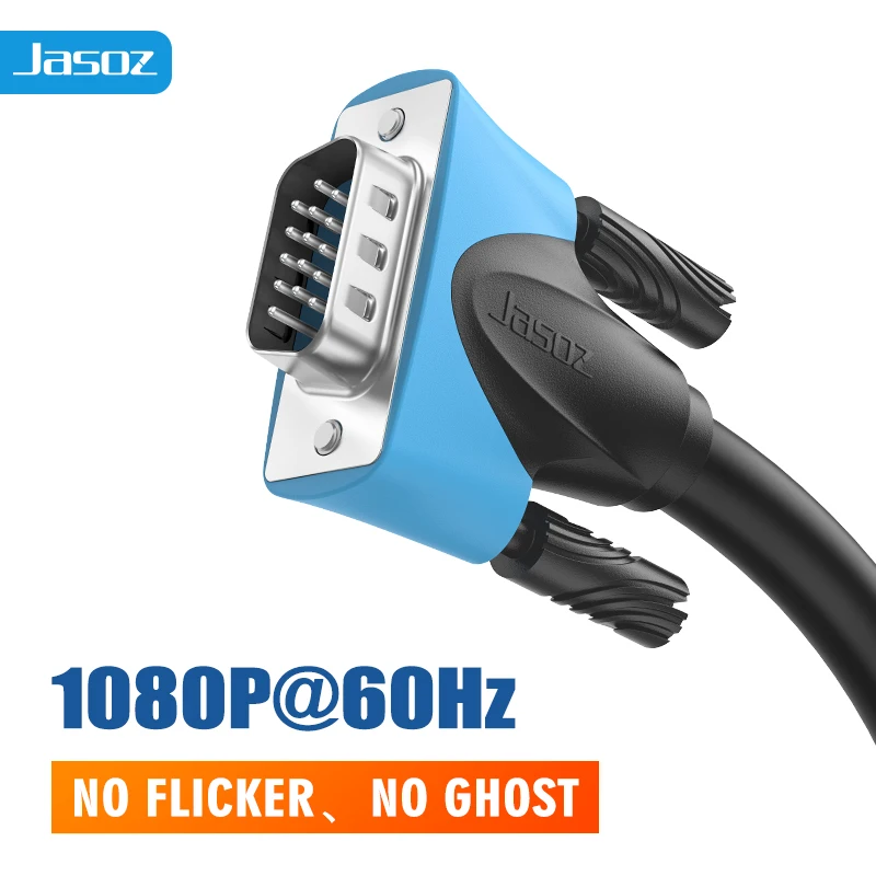 Jasoz VGA 3 6 Cable 1080P HD VGA to VGA Cable Pin 15 Male to Male for Computer Monitor Projector PC TV Video Cable 1m 2m 3m 5m