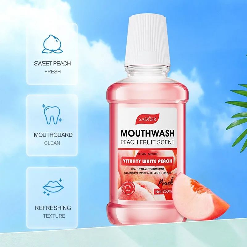 250ml พีช Mint มะนาวดึงน้ํามันน้ํายาบ้วนปากธรรมชาติ Breath Refresher Oral หยดสําหรับ Men & Women แอลกอฮอล์ฟรีเครื่องมือ Mouth Care