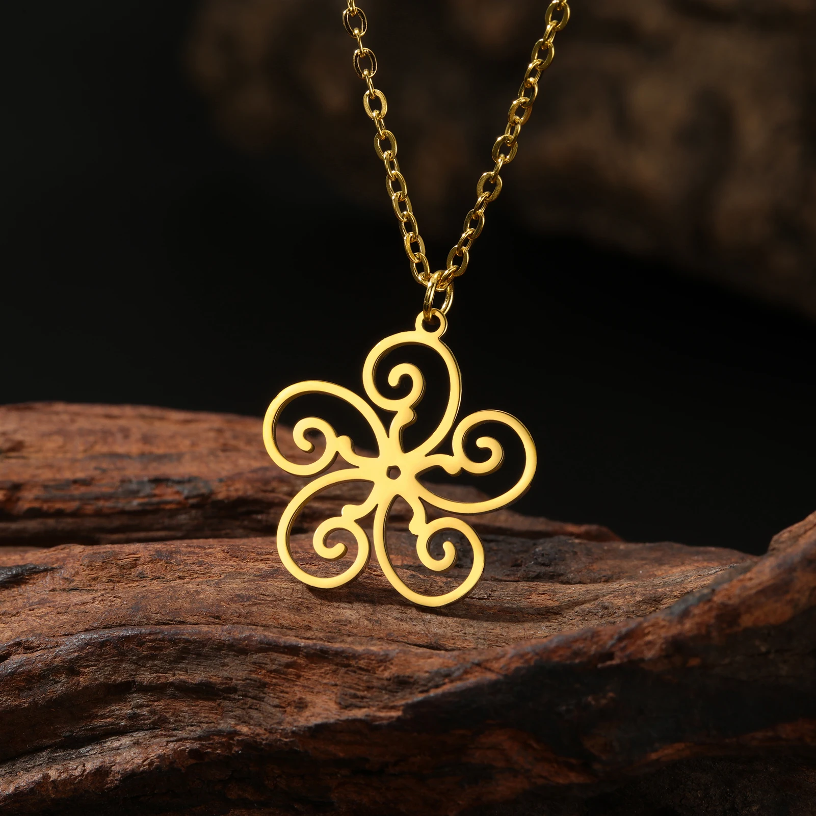 COOLTIME Filigrane Blumen Anhänger Halskette für Frauen Edelstahl Mode Blume Paar Halskette Schmuck Geburtstagsgeschenk – Detail 14
