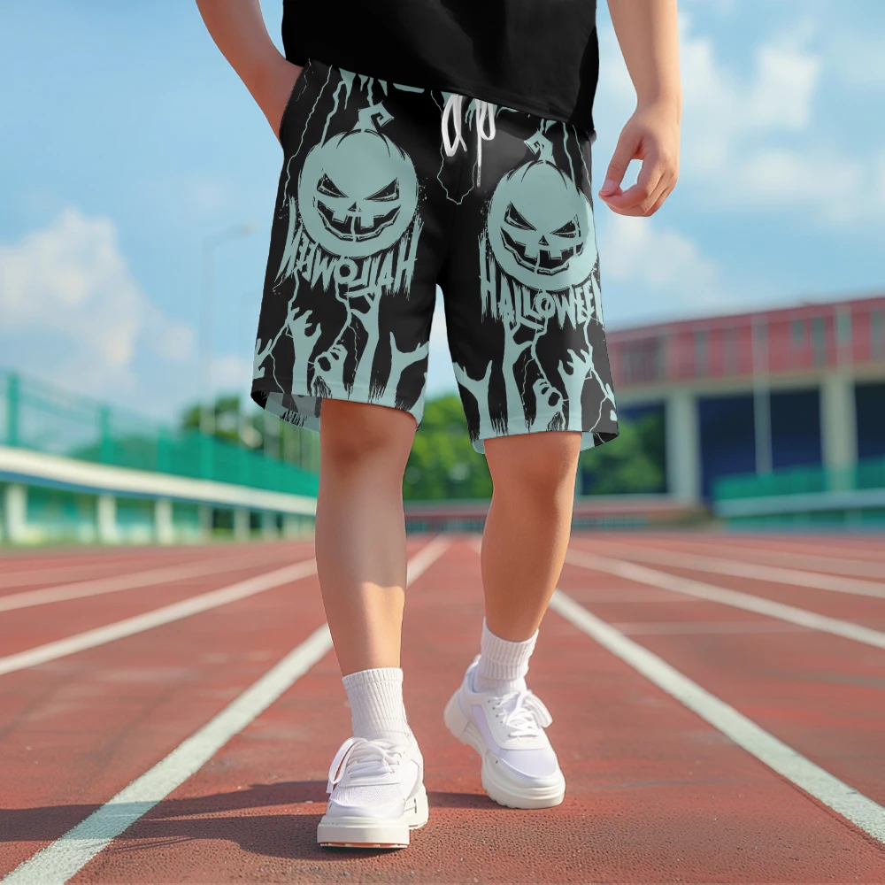 WAMNI Men Shorts Swim Trunk 7 Inch Halloween Pumpkin Head Monster Graphic Quick Dry Swim Short Men Swimwear Clothing Beach Short