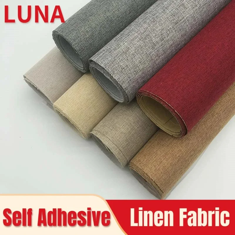 

Linen Cloth Self Adhesive Leather Repair DIY Sofa Jewelry Counter Indoor Decorative Renovation Background Cloth Leather Stickers